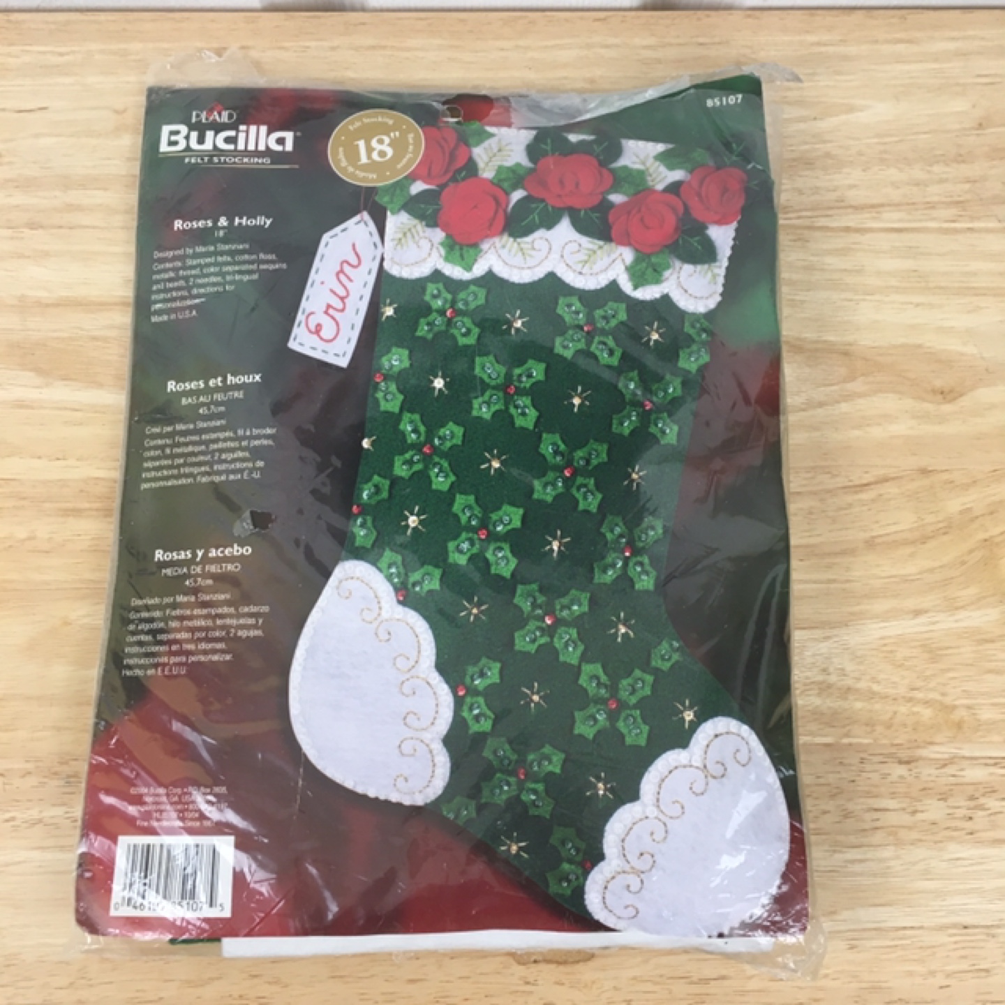 Bucilla Roses & Holly Stocking Kit