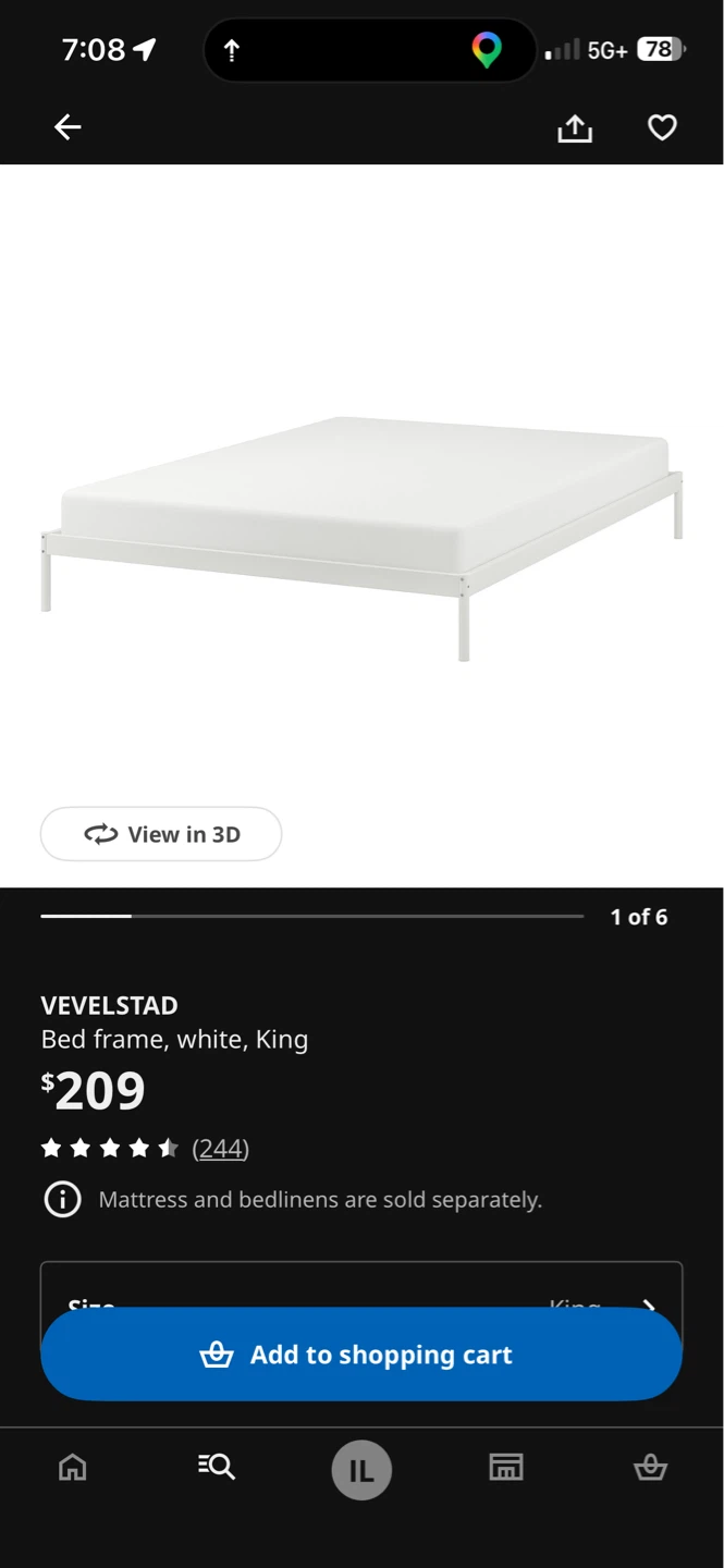Ikea king bed frame + mattress clean and new - photo 3