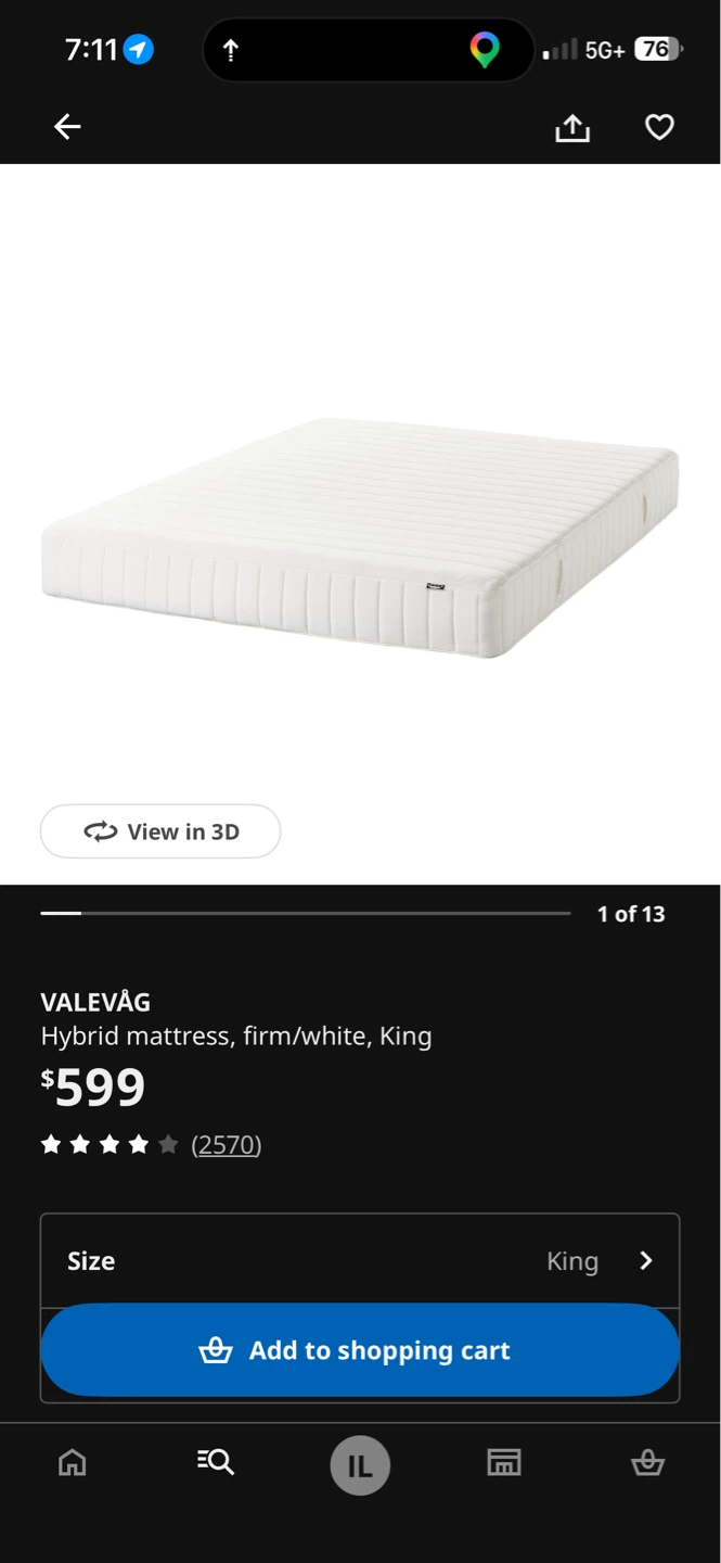 Ikea king bed frame + mattress clean and new
