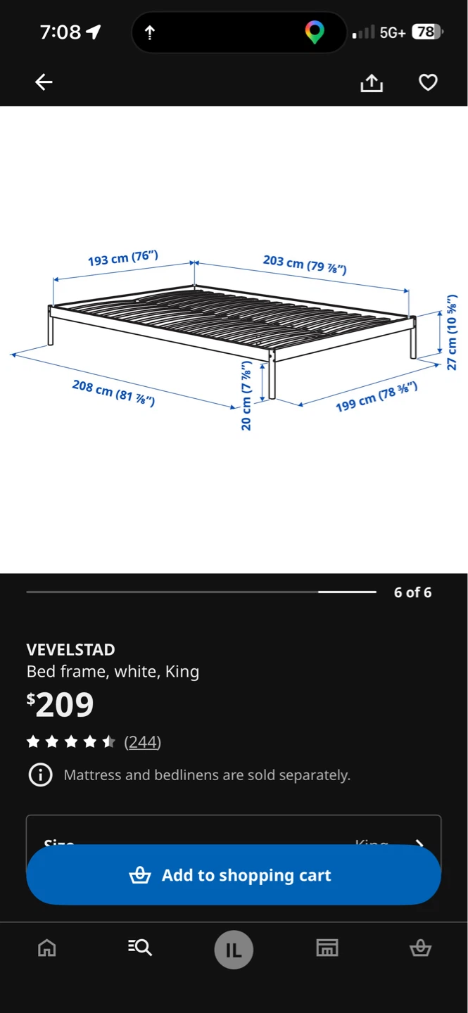 Ikea king bed frame + mattress clean and new - photo 2