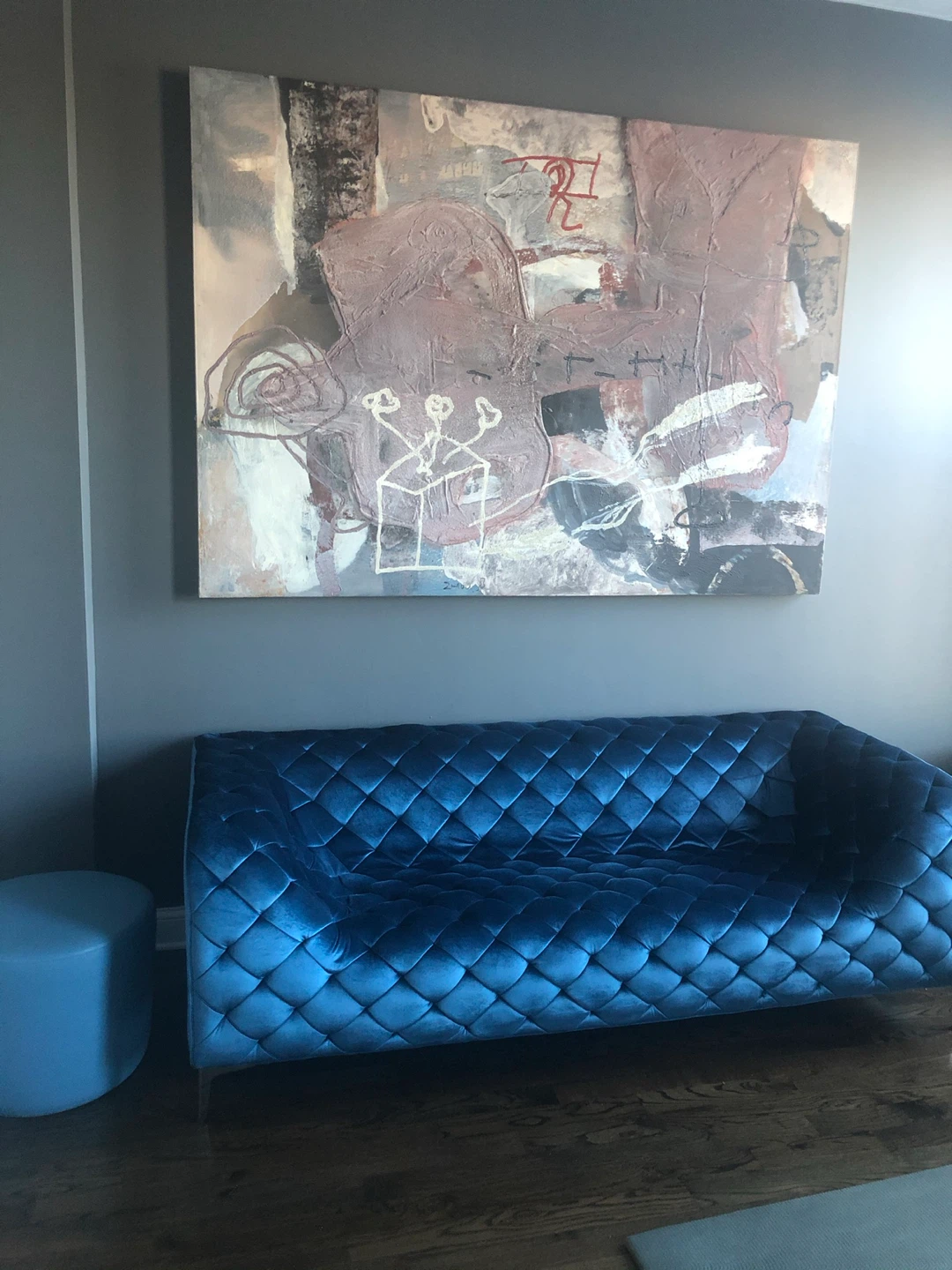 Blue Velvet Tufted Sofa Designer showroom/studio - photo 2