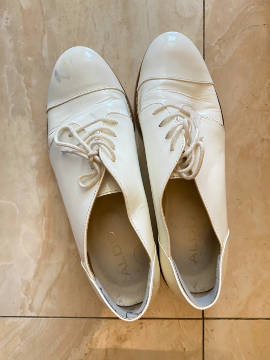 ALDO Women's White Patent Oxford Shoes - Size 40