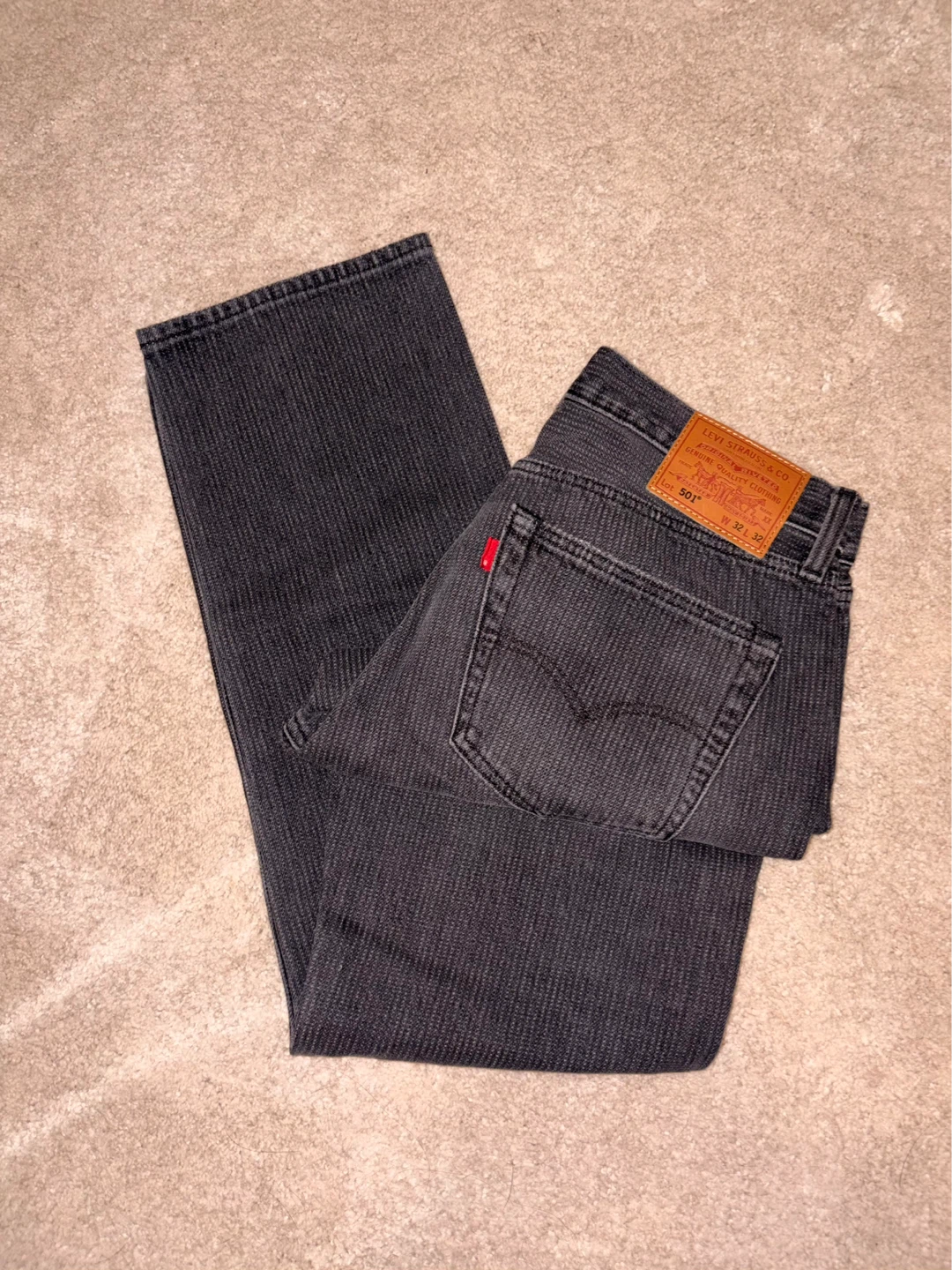 Levi's 501 Premium Jeans W32 L32 Dark Grey Corduroy