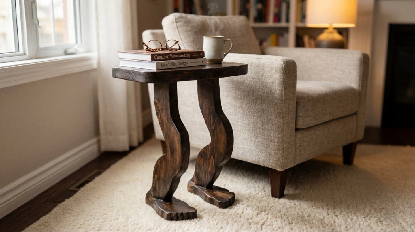 Handcrafted “Walking” Solid wood Accent Table & Plant stand