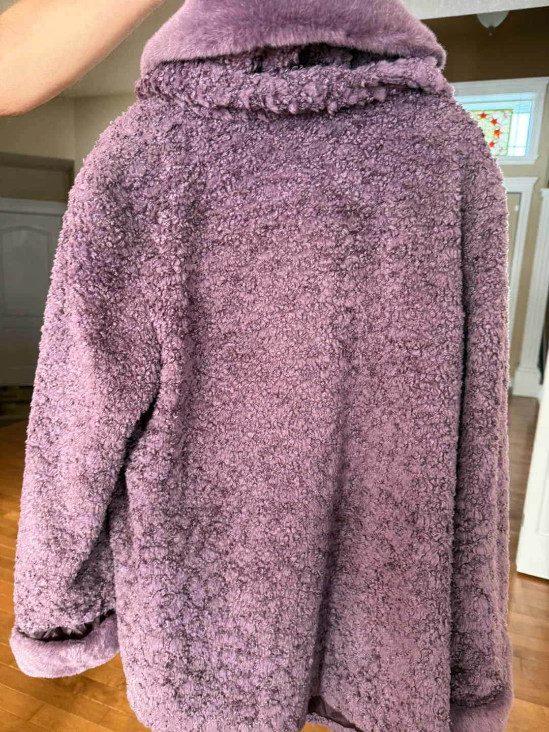 Purple Fuzzy Coat with Faux Fur Trim - photo 3
