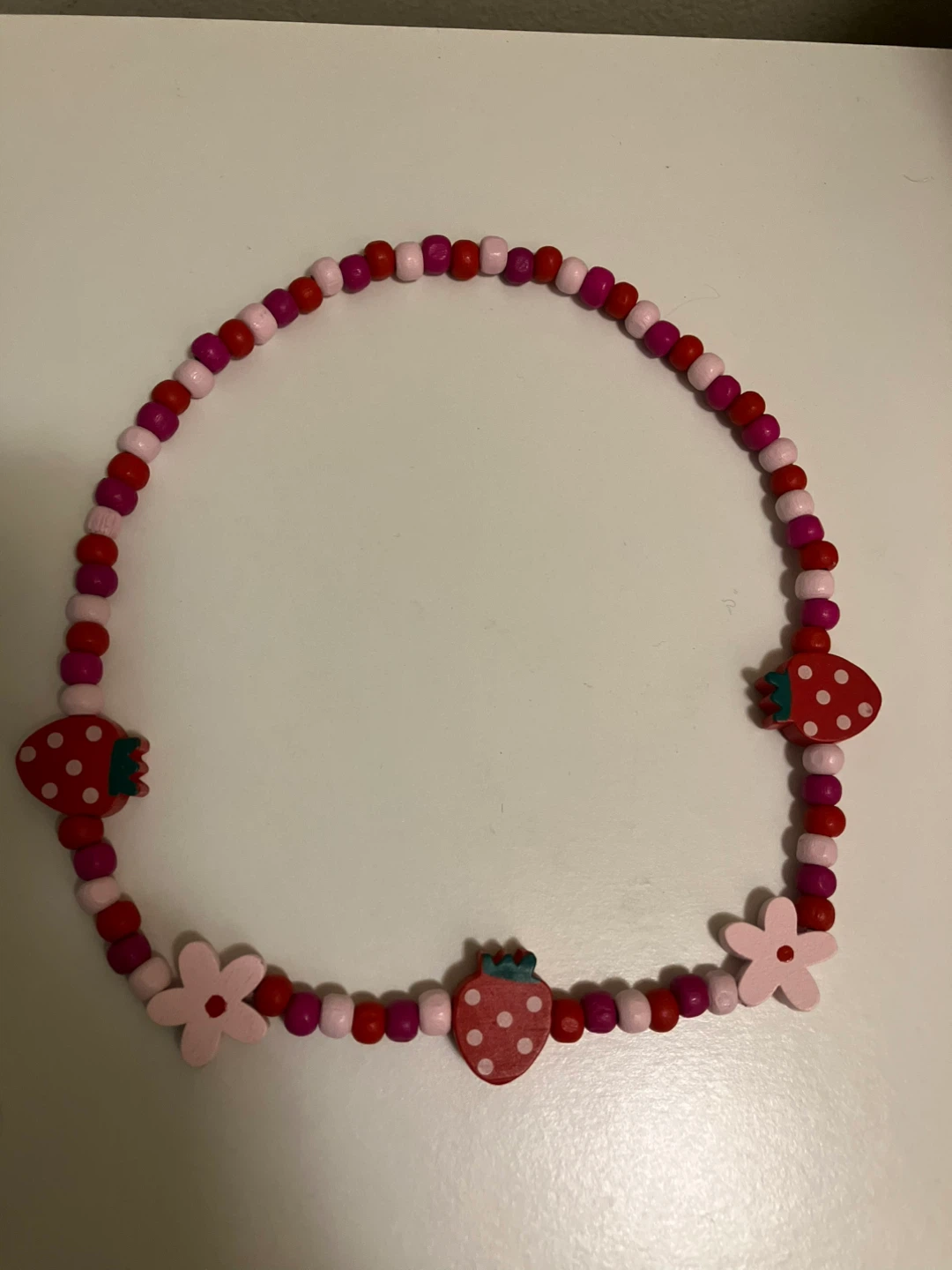 Strawberry and Flower Beaded Necklace