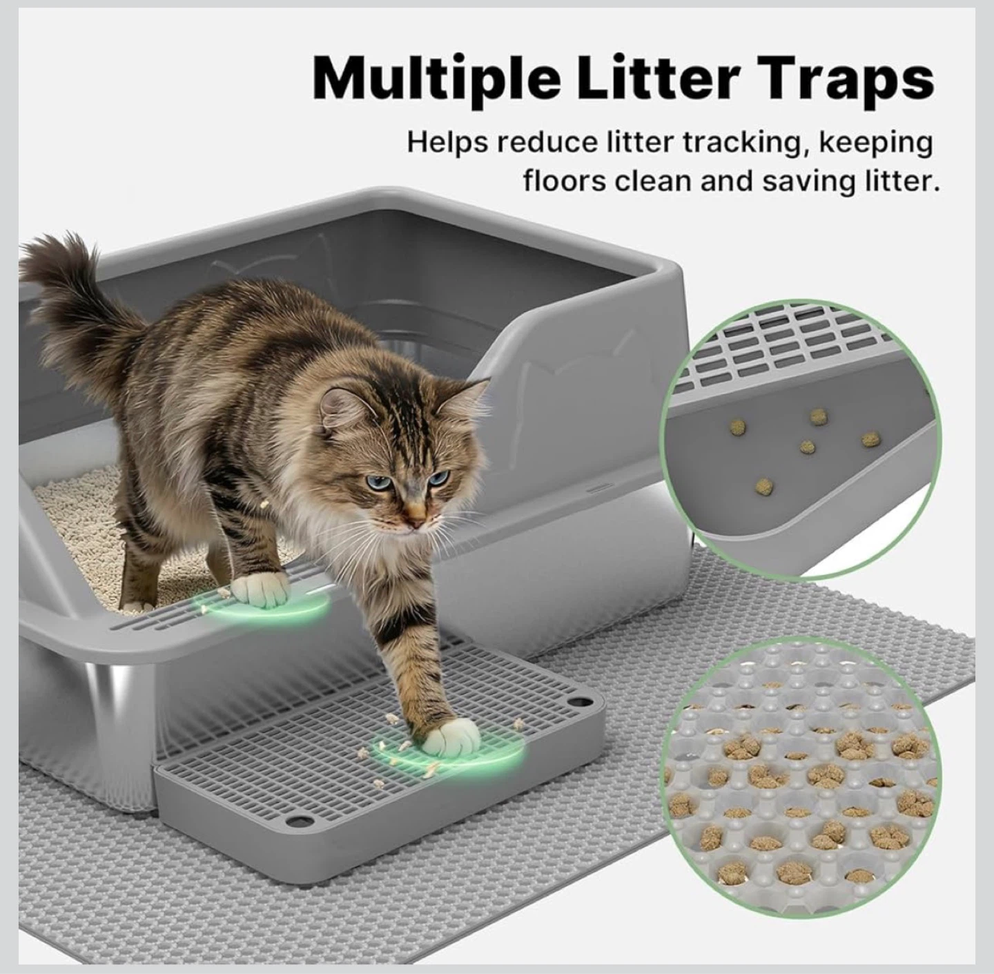 Stainless Steel XL Litter Box with Scoop & Mat - Dark Grey - photo 3