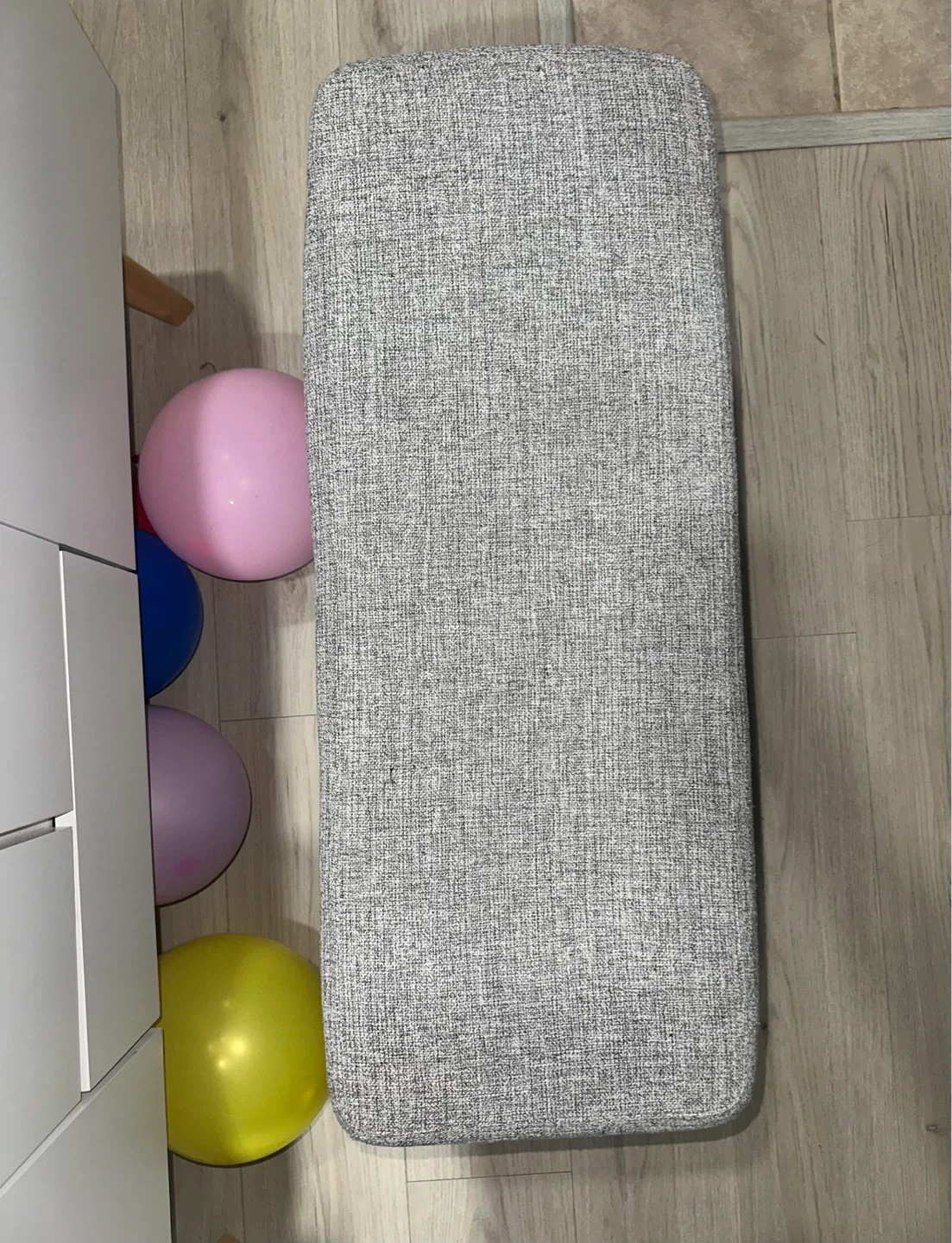 Grey Upholstered Bench with Wooden Legs - photo 2