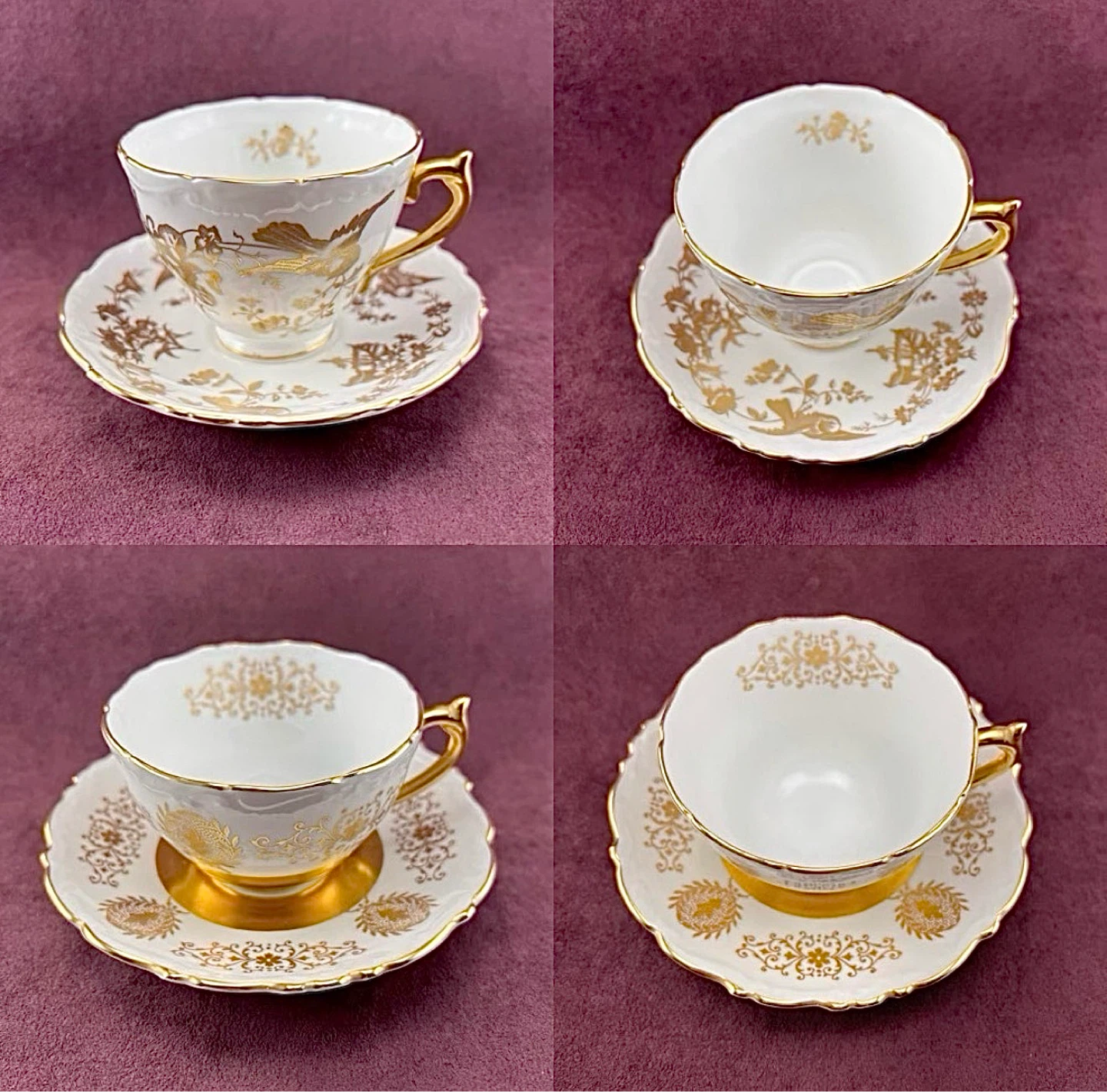 Coalport gold and white teacups (priced per)