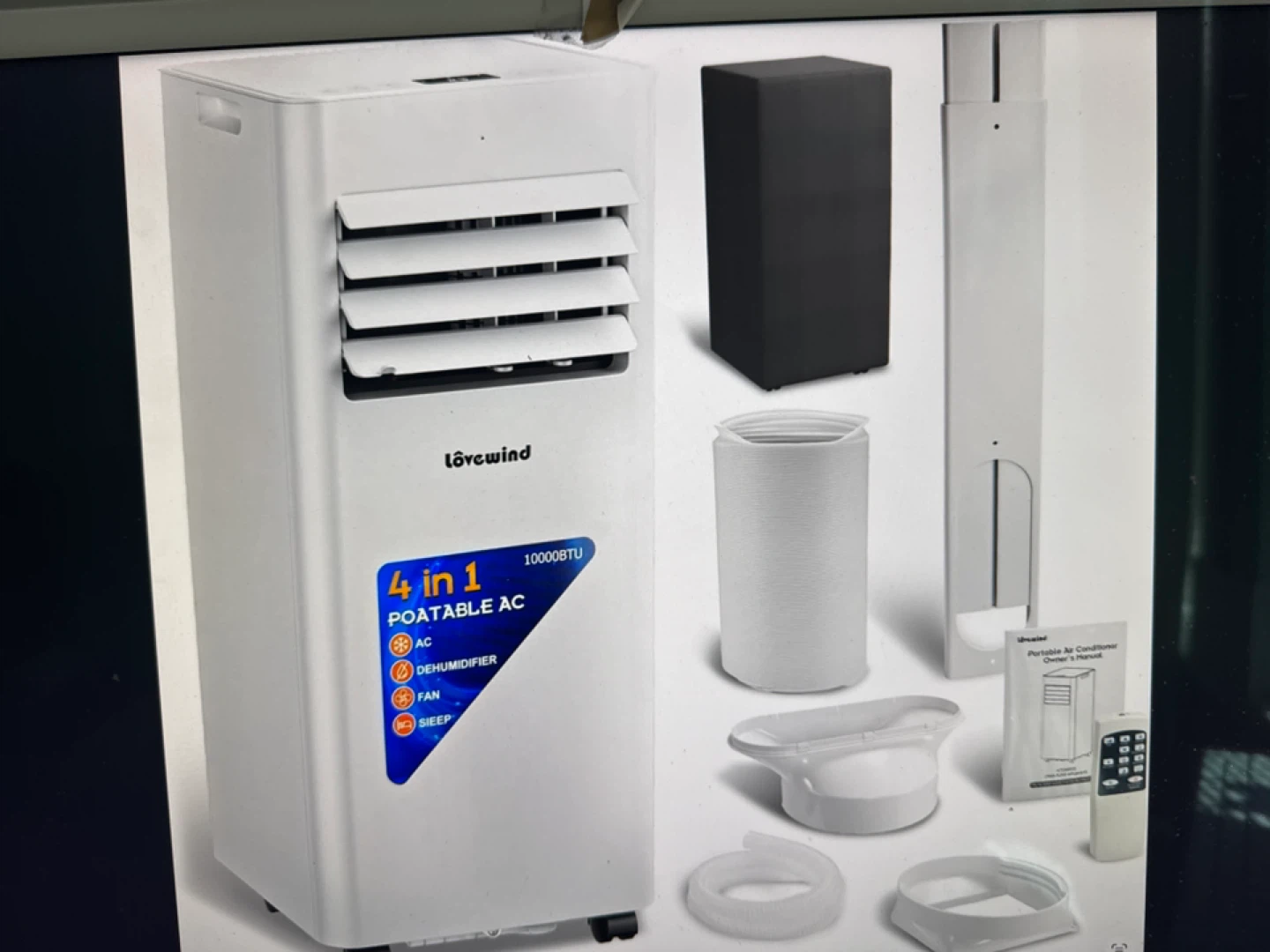 Lovewind 4-in-1 Portable AC Dehumidifier Fan 10000 BTU