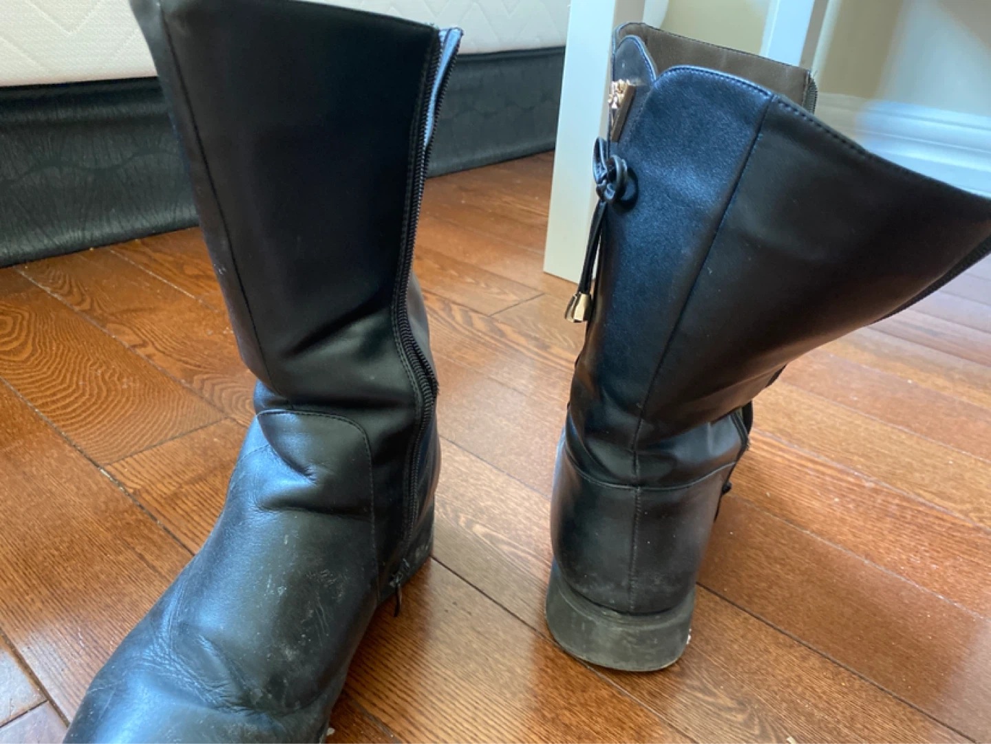 Black Faux Leather Winter Boots with Fur Lining - photo 3