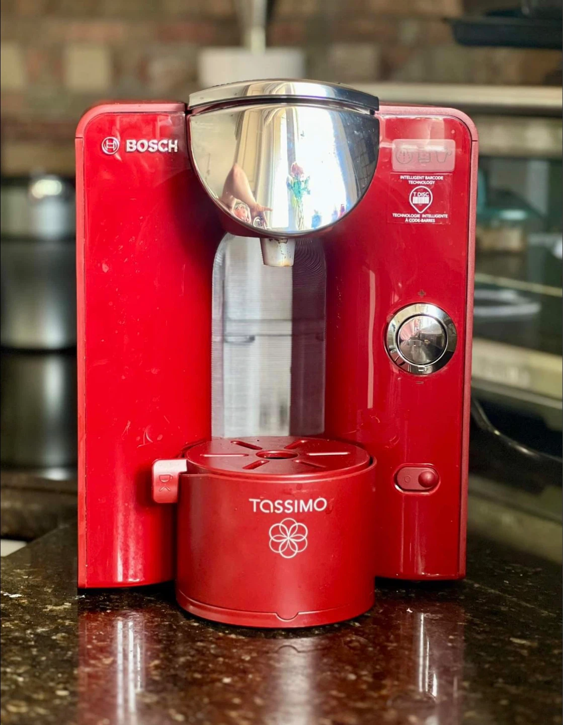 Red Bosch Tassimo Coffee Machine