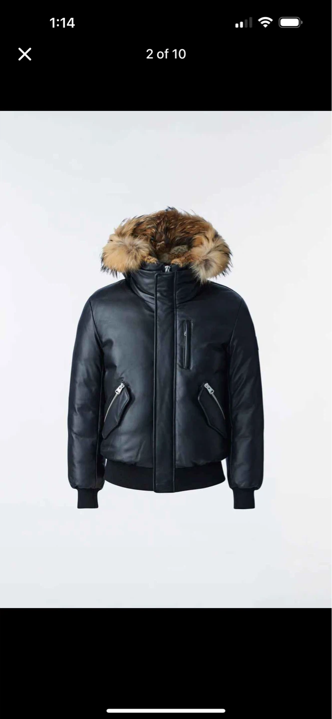Mackage Black Leather Bomber Jacket size 42 “GLEN” - photo 2