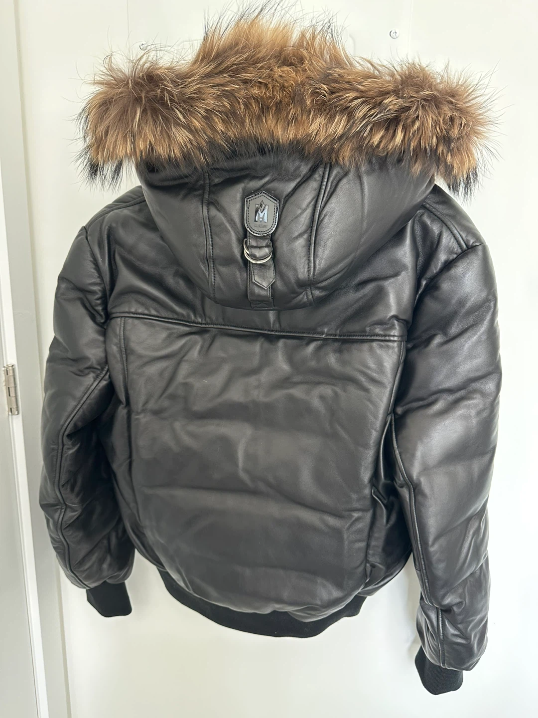 Mackage Black Leather Bomber Jacket size 42 “GLEN” - photo 3