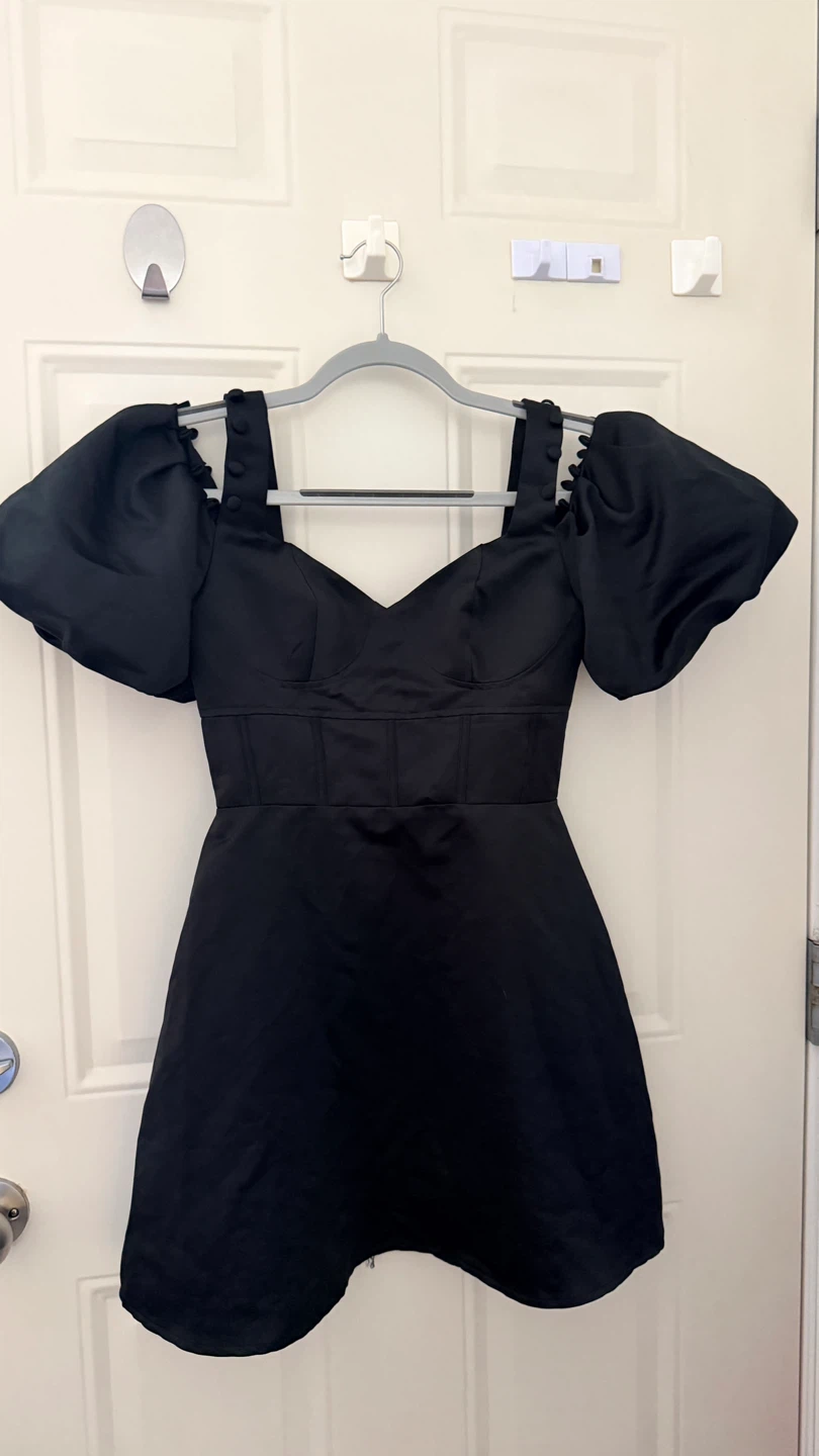 Black Puff Sleeve Corset Dress size S - photo 2