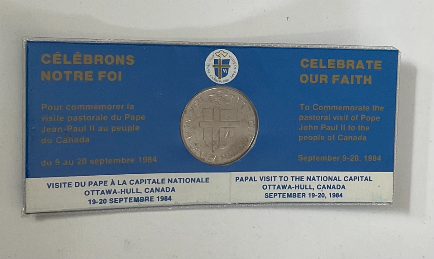 1984 Papal Visit to Canada Commemorative Medallion - photo 2