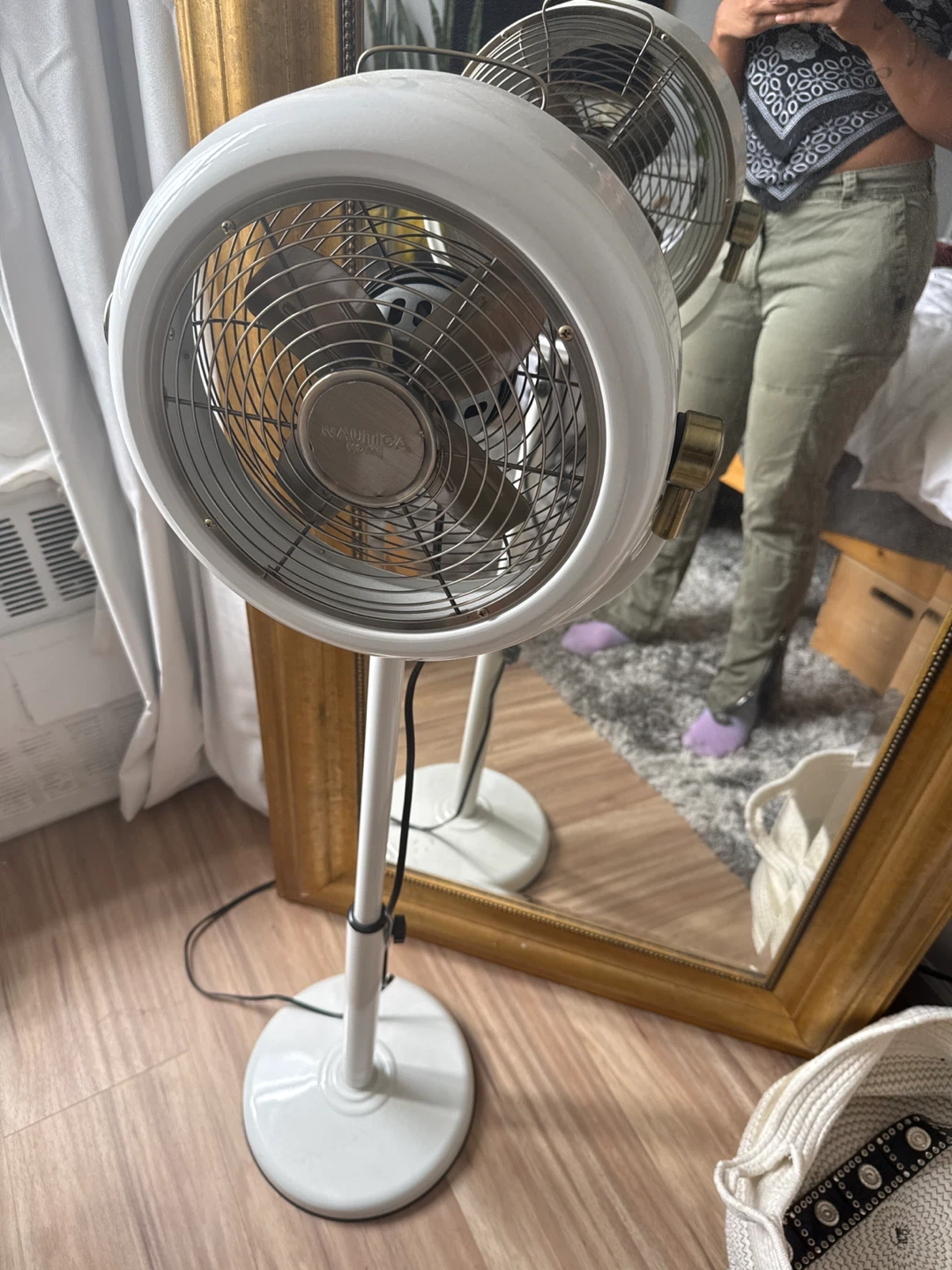Nautica Dual Head White Pedestal Fan