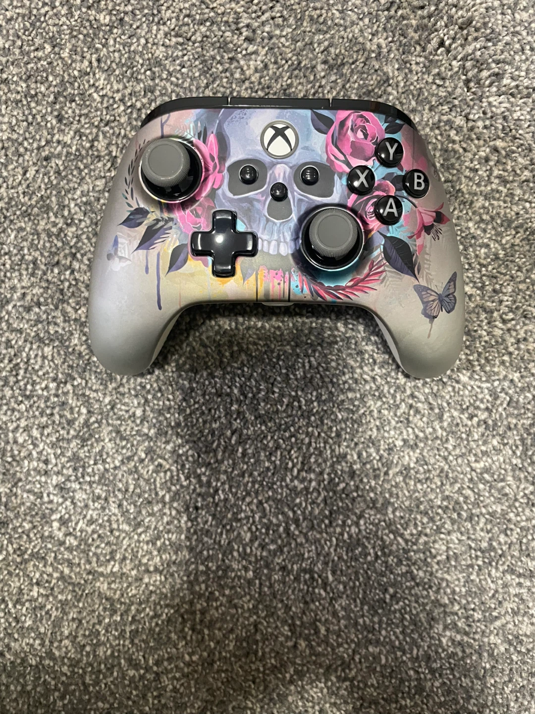 Xbox Controller with Floral Skull Design
