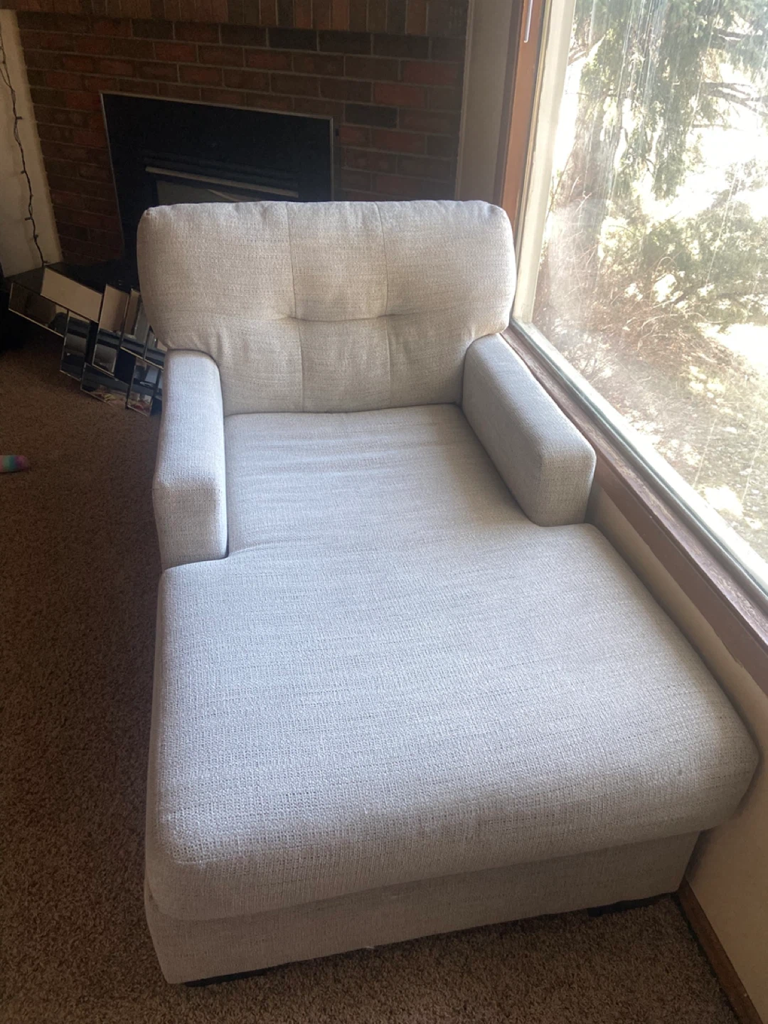 Light Grey Chaise Lounge Chair (2)