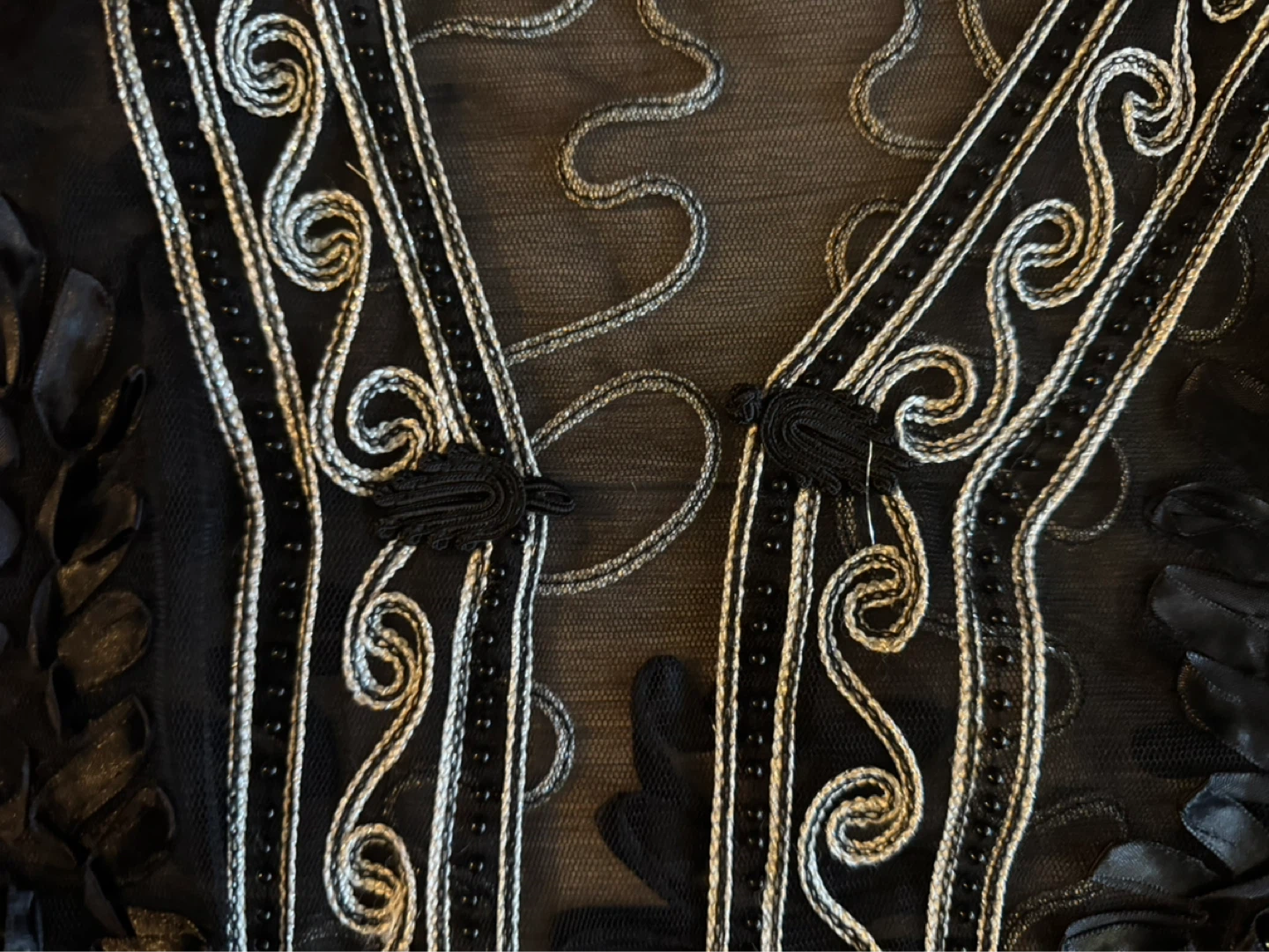 Valentini Black Mesh Embellished Jacket XL - photo 3