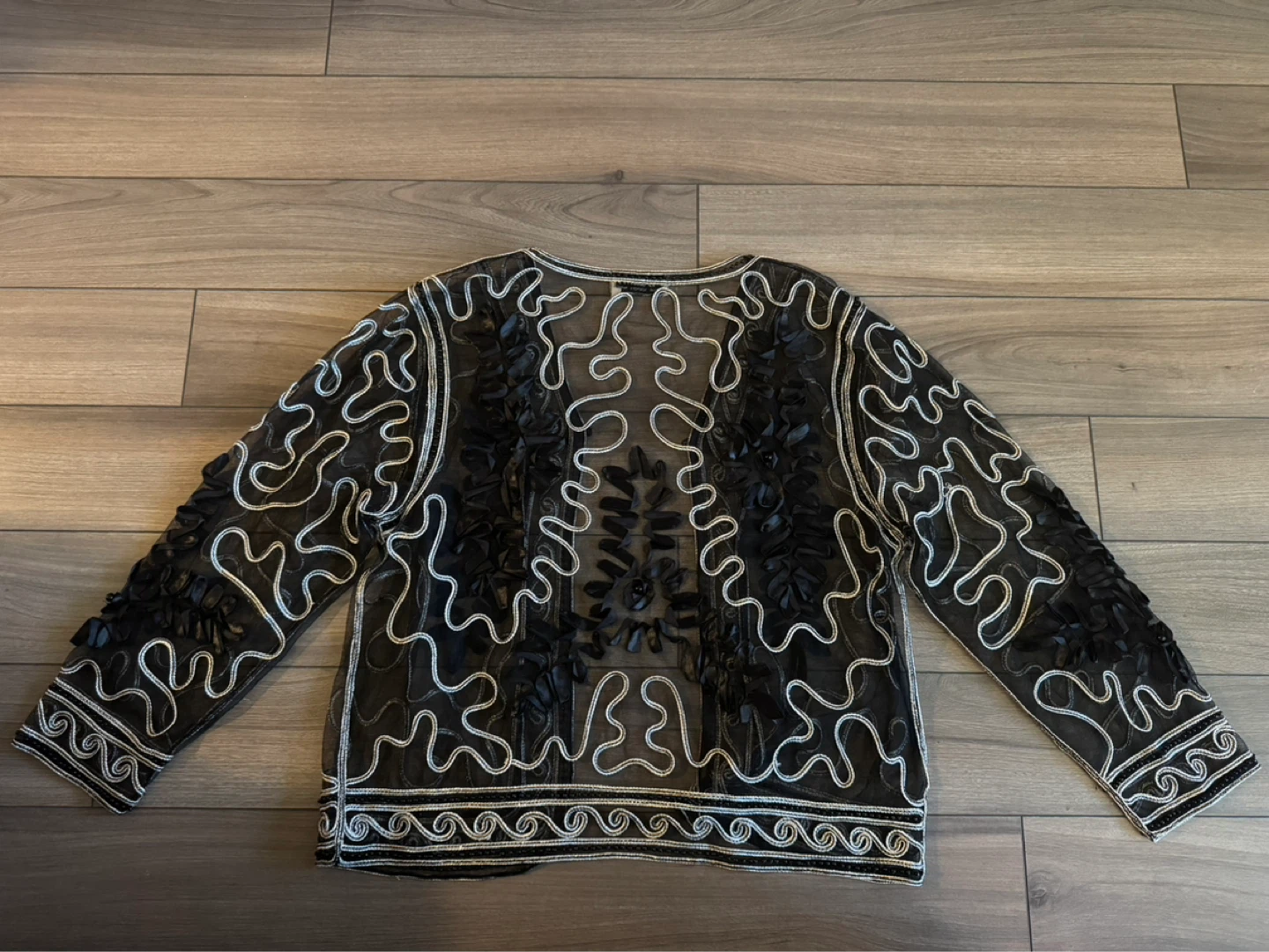 Valentini Black Mesh Embellished Jacket XL - photo 5