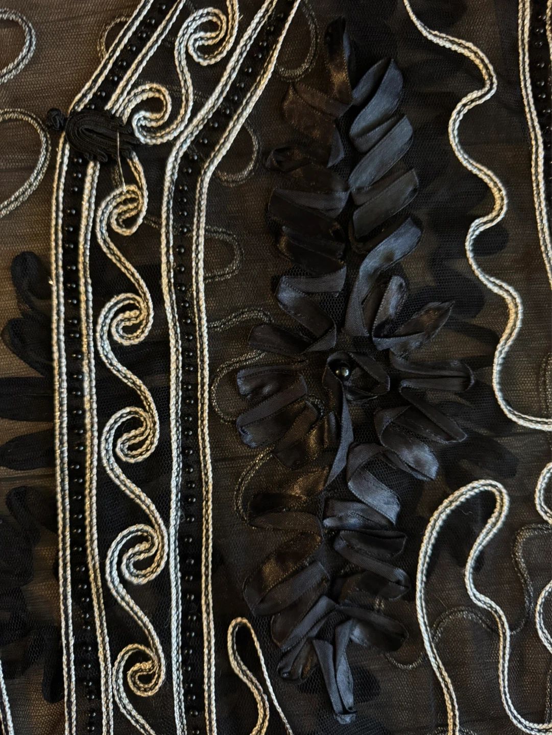 Valentini Black Mesh Embellished Jacket XL - photo 2