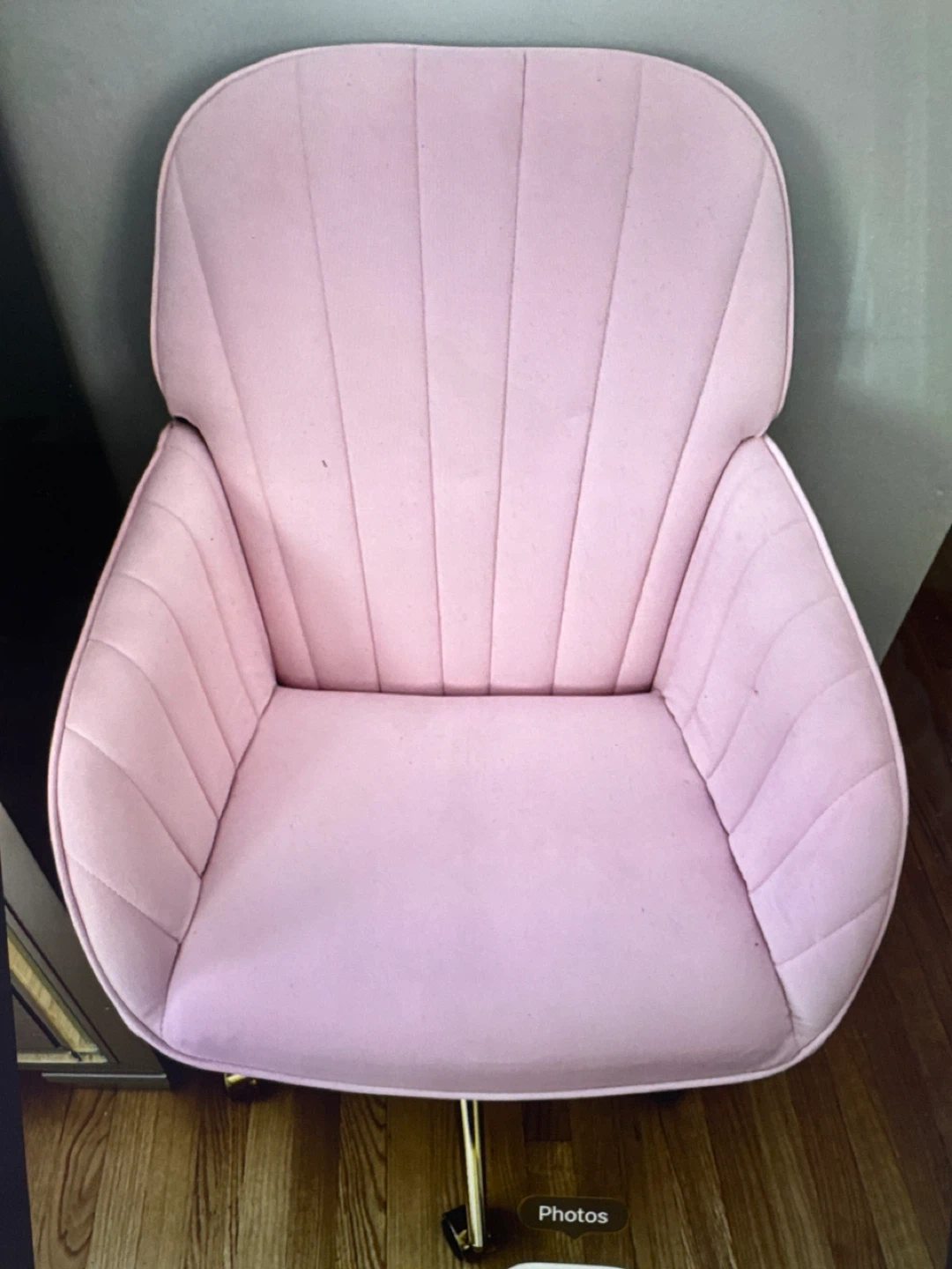 Pink Velvet Office Chair with Gold Base