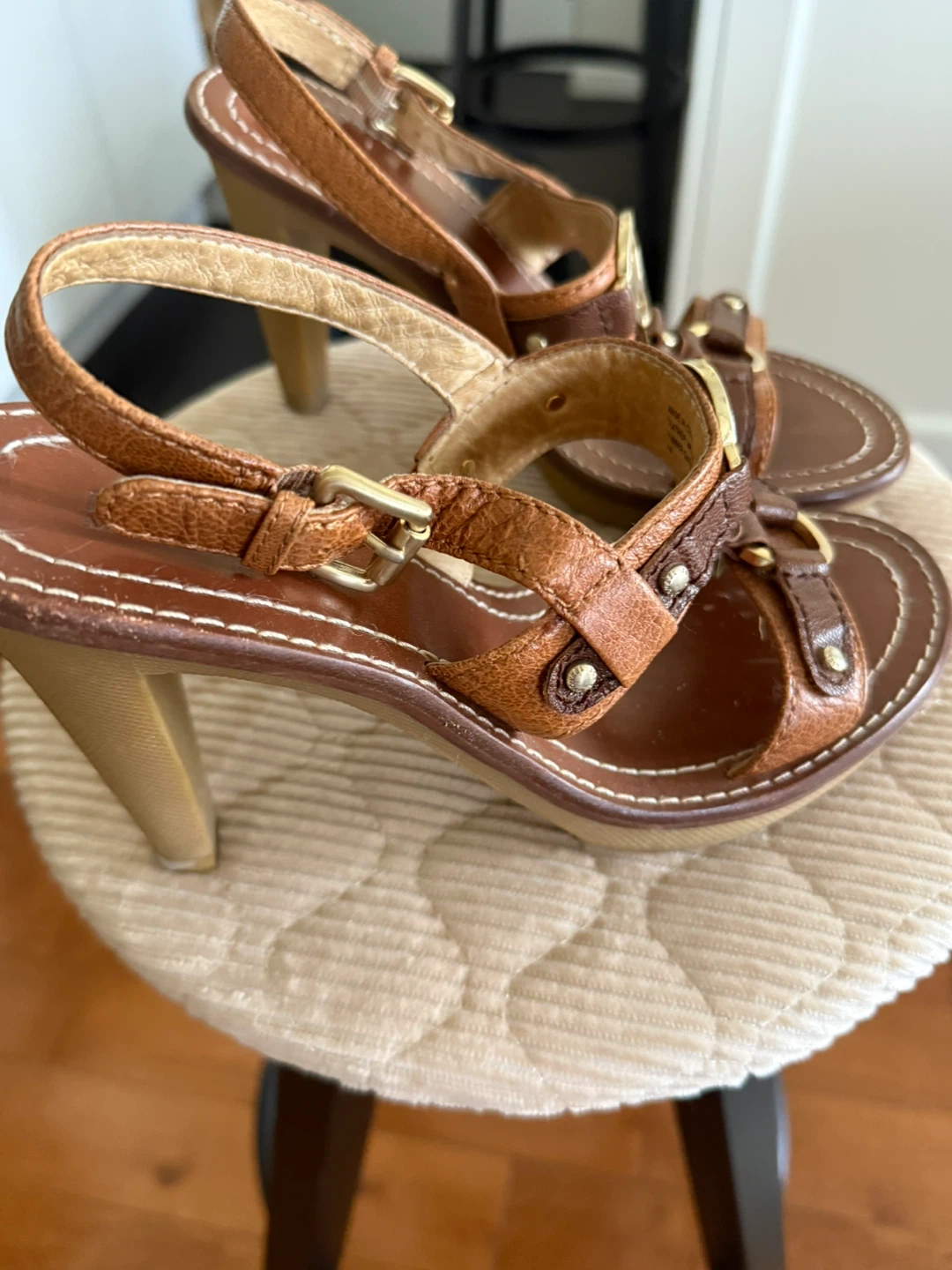 Michael Kors Women's Brown Leather Heeled Sandals