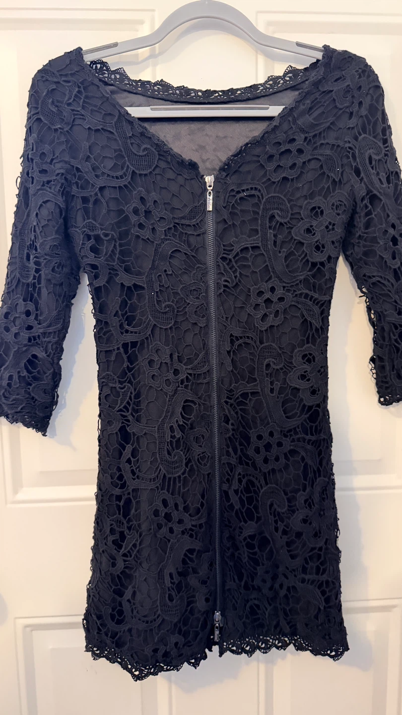 Black Lace Zipper Dress Size S/M - photo 3