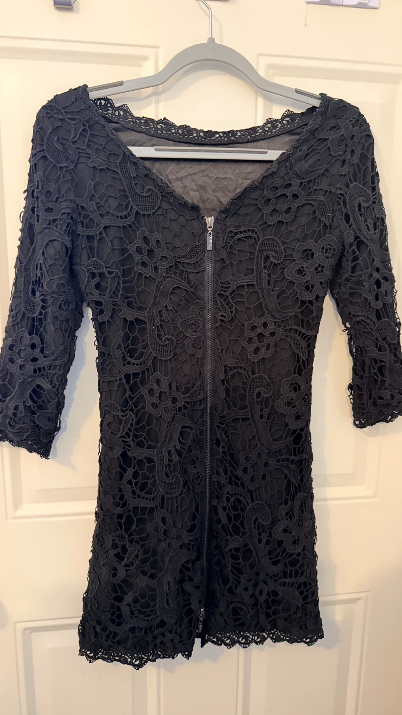 Black Lace Zipper Dress Size S/M - photo 2