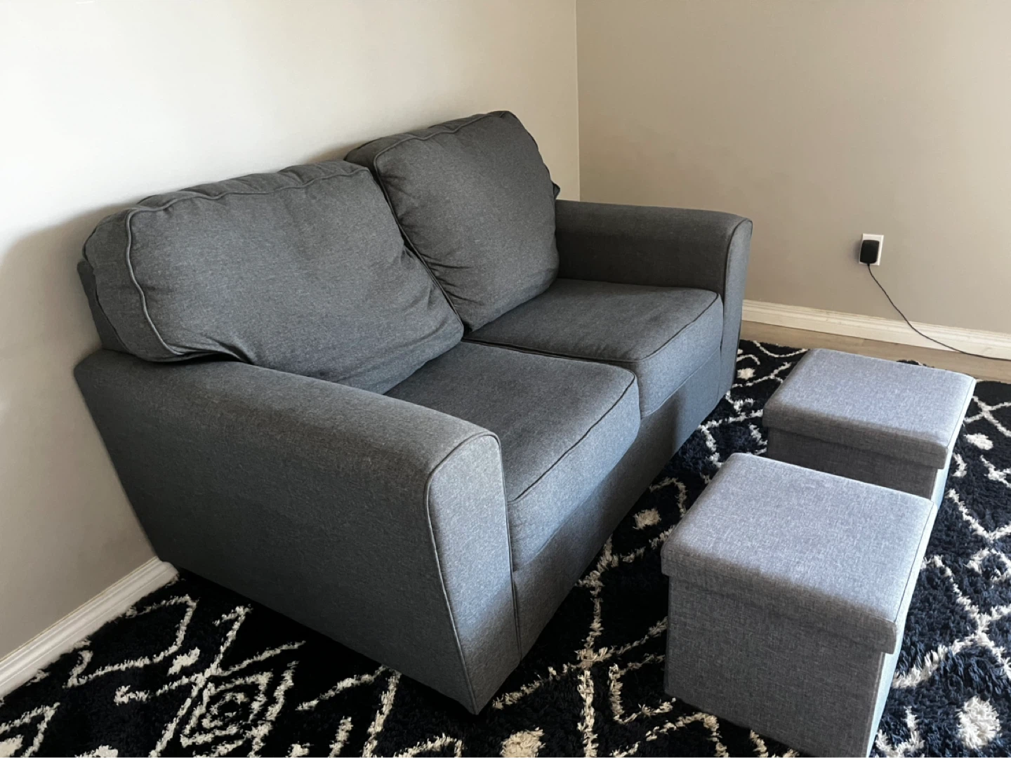 Dark Grey Loveseat Sofa with storage foot stools - photo 3