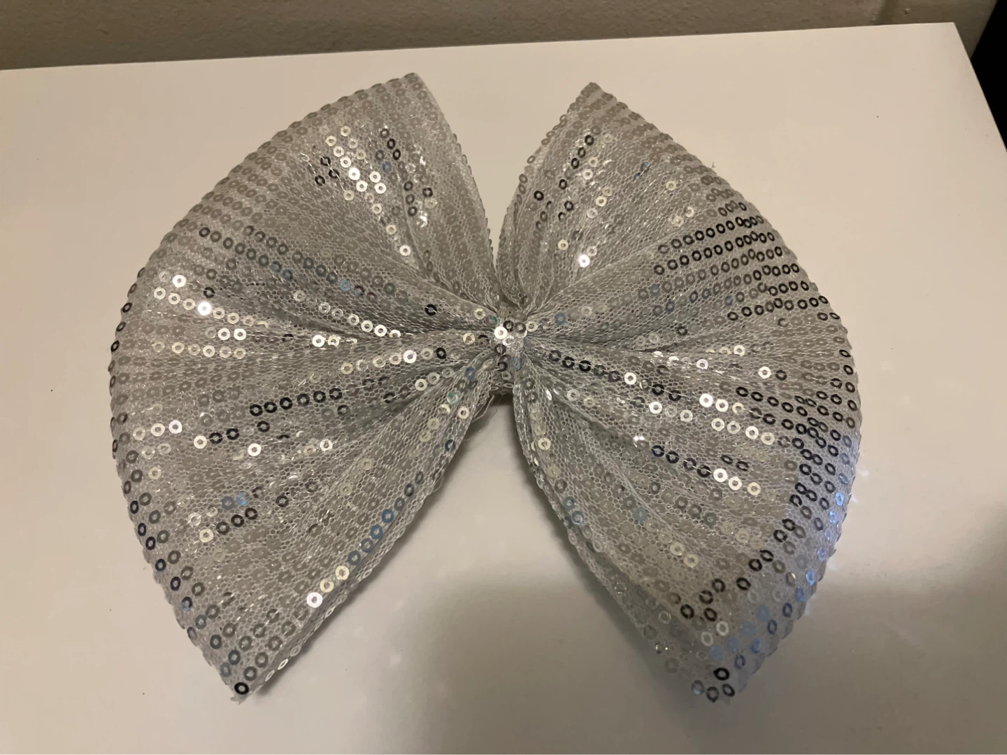 Sparkly Silver Sequin Bow Hair Clip