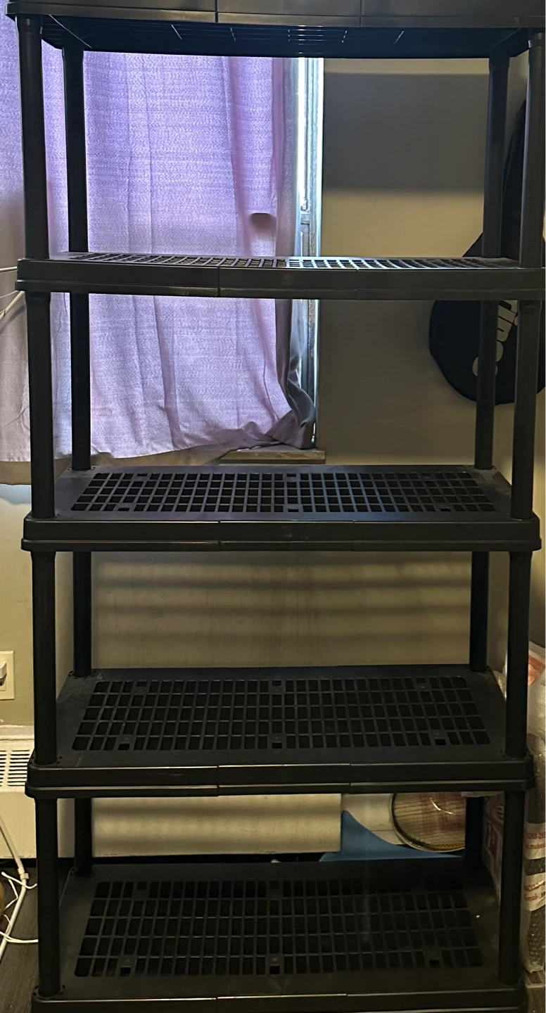Black 5-Tier Plastic Storage Shelving Unit