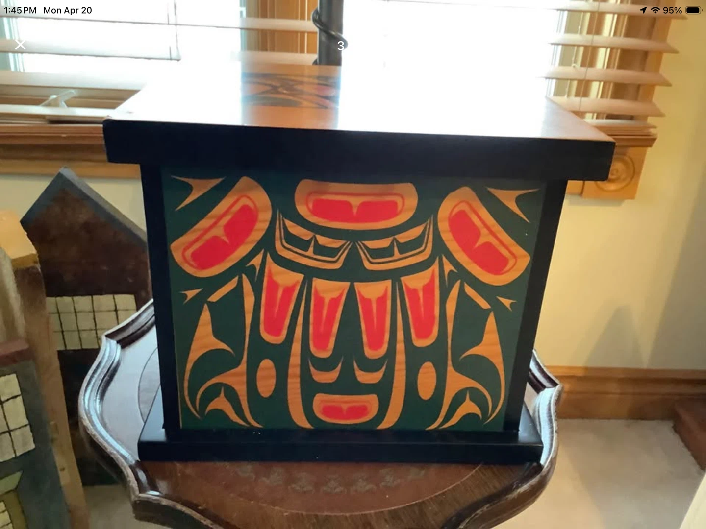 Vintage Clarence A. Wells Northwest Coast Haida Wood Box 🐞 - photo 3