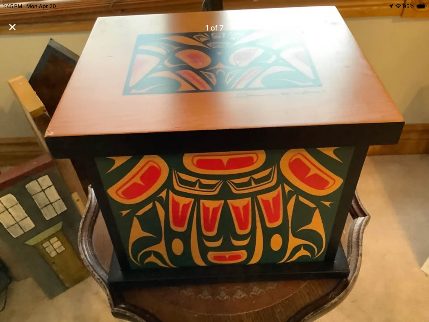 Vintage Clarence A. Wells Northwest Coast Haida Wood Box 🐞