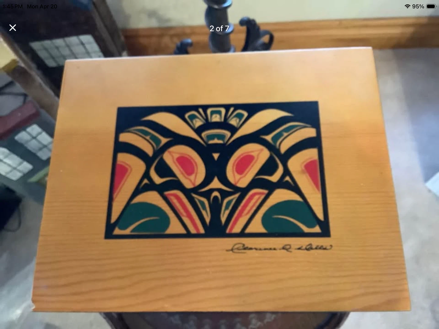 Vintage Clarence A. Wells Northwest Coast Haida Wood Box 🐞 - photo 2