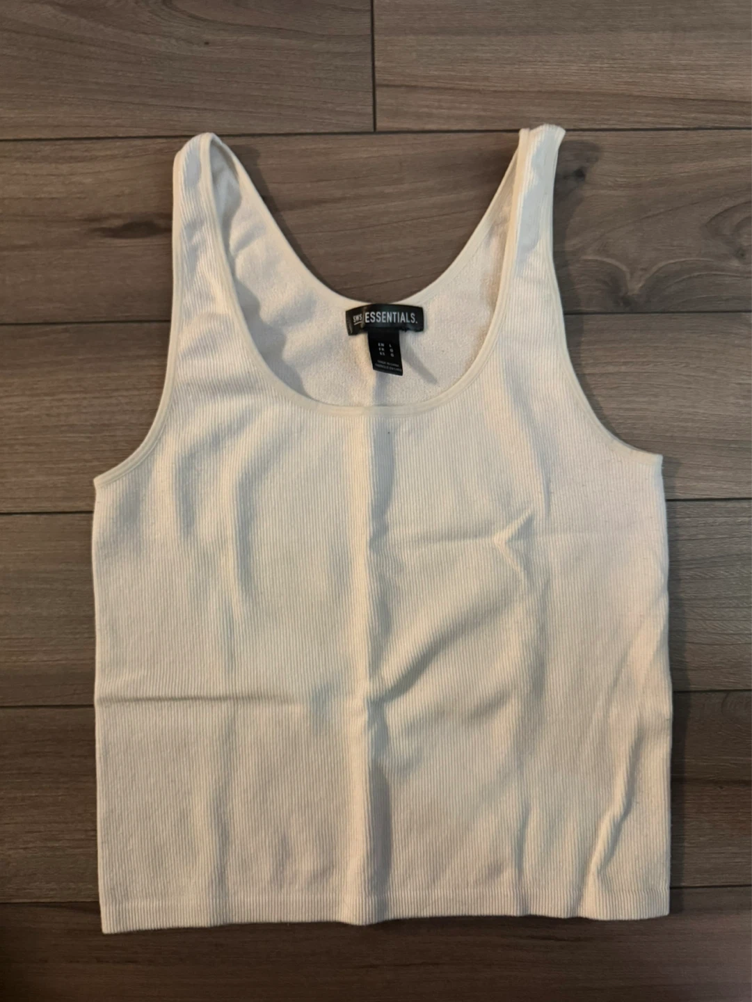 SWS Essentials White Ribbed Tank Top - Large