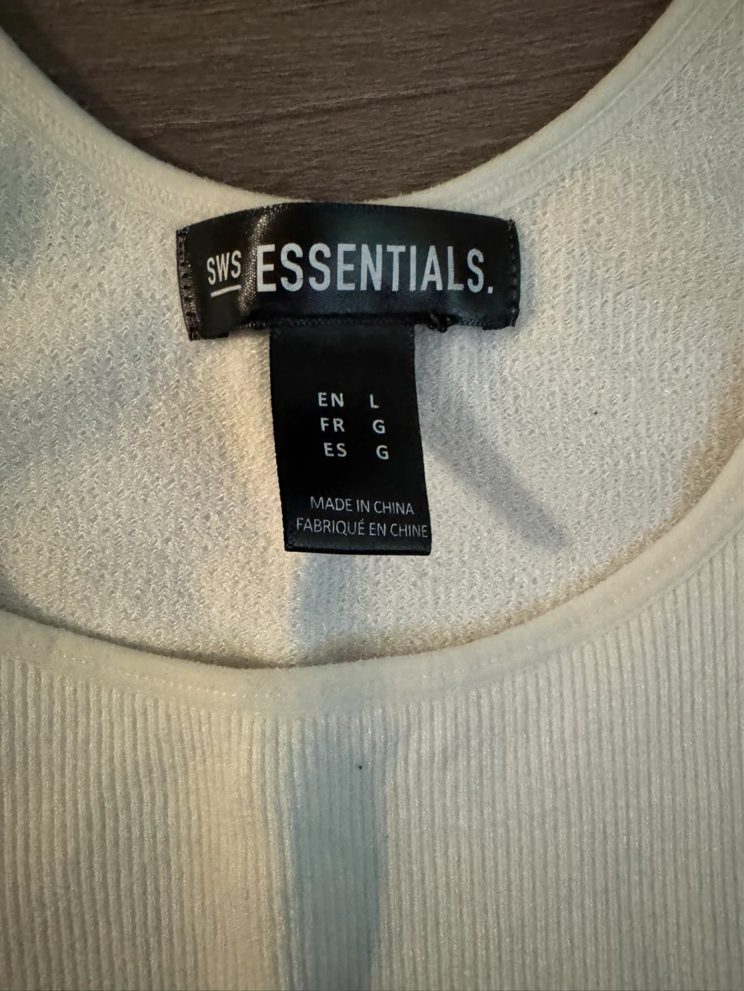 SWS Essentials White Ribbed Tank Top - Large - photo 2