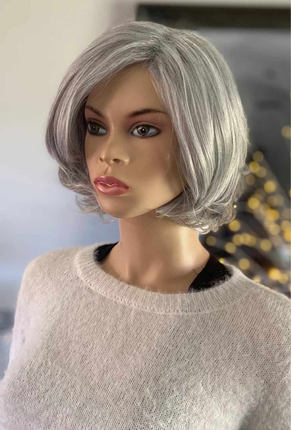 NWT: Short 10” Layered Synthetic Grey Silver Bob Wig