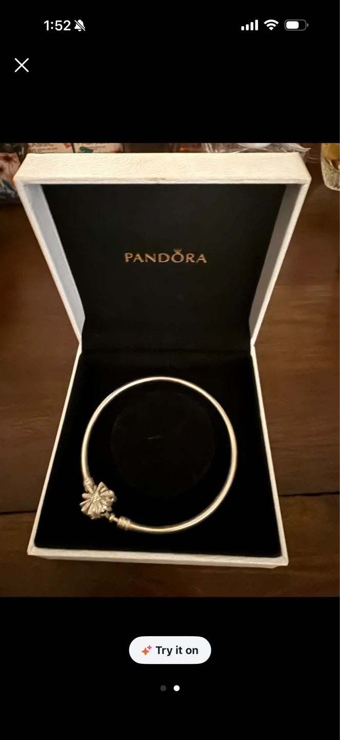 Pandora Silver Bangle Bracelet with Clasp - photo 2