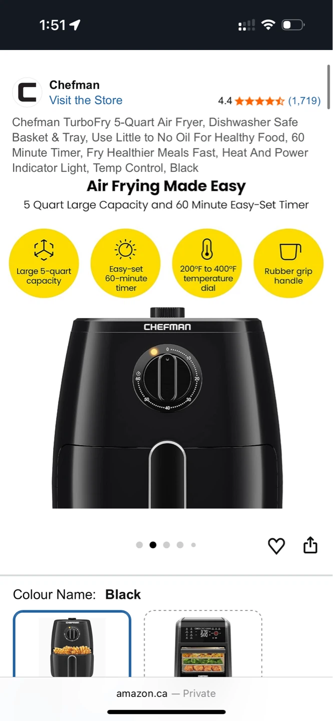 Chefman TurboFry 5-Quart Air Fryer *NEW*
