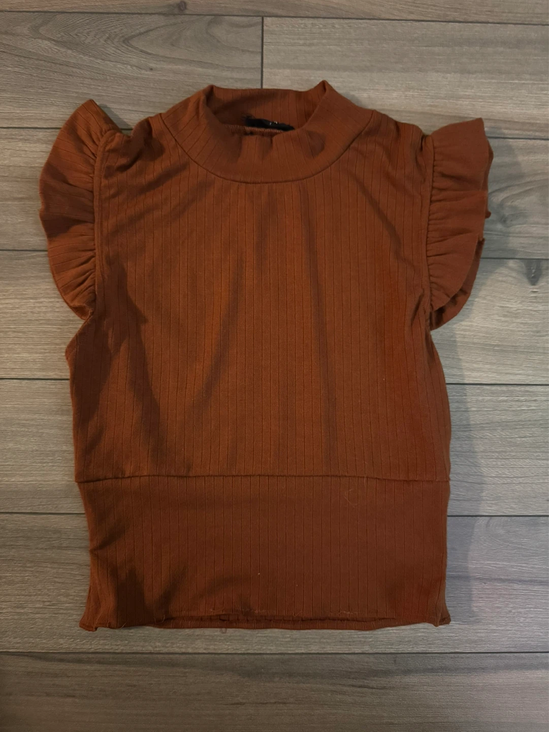STORIA Women's Brown Ribbed Mock Neck Top Size L