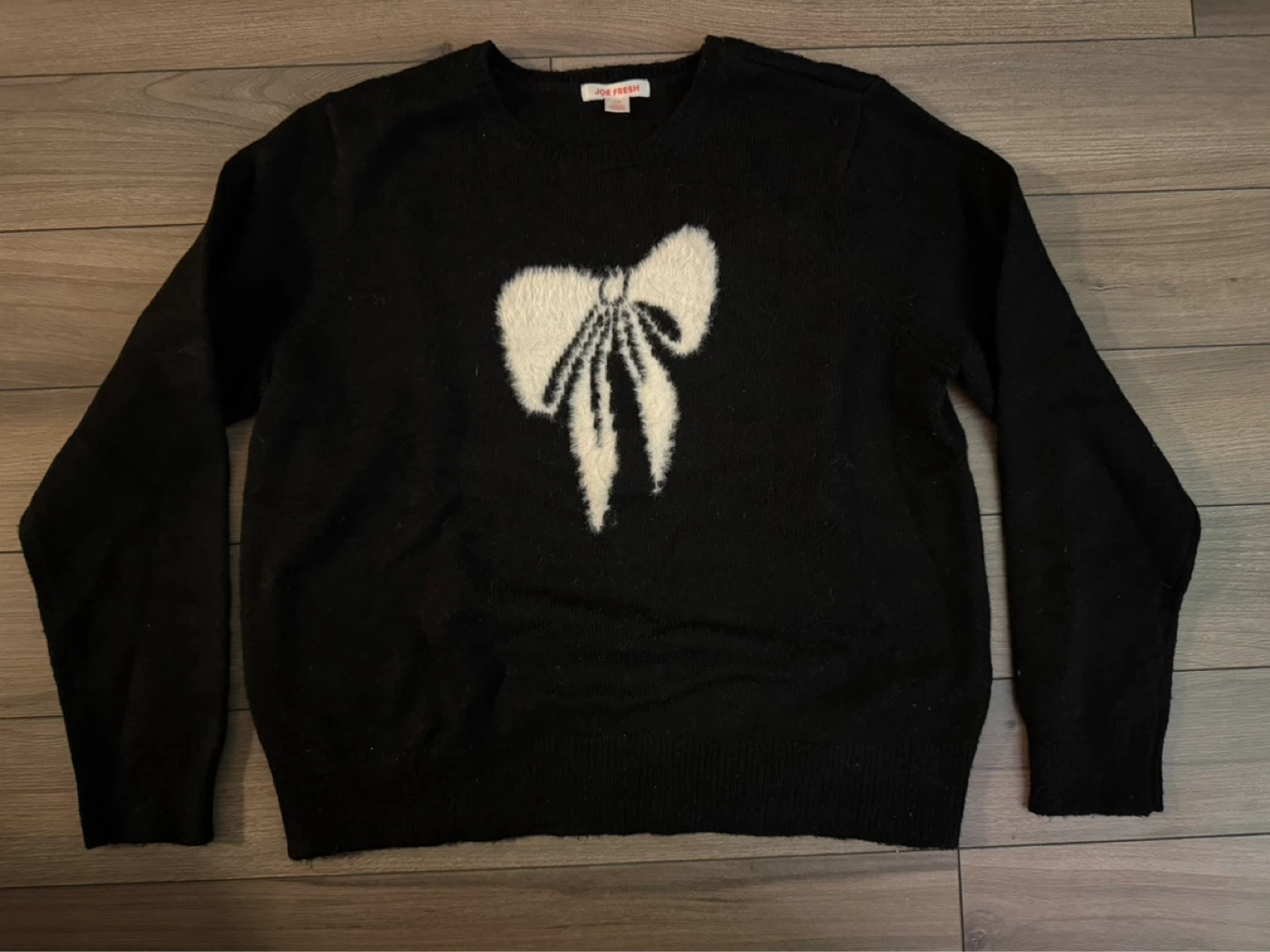 Joe Fresh Black Sweater with White Bow - L/G