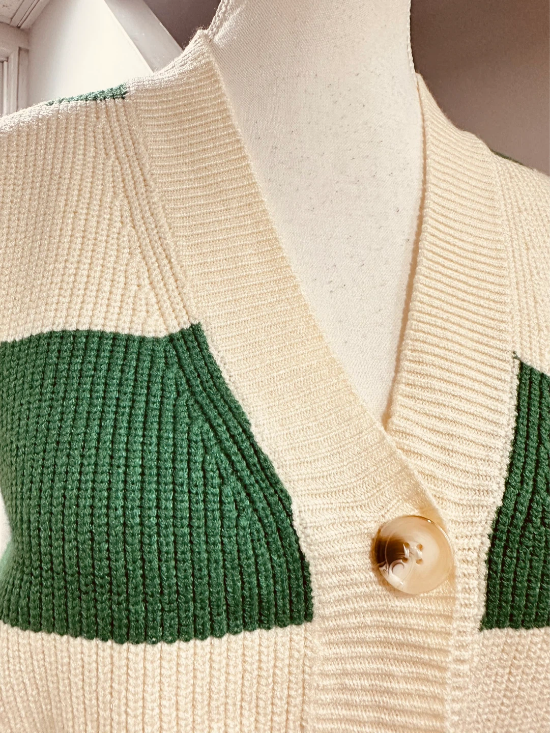 Buy 1 get 1 free Cream and Green Striped Knit Vest - photo 2