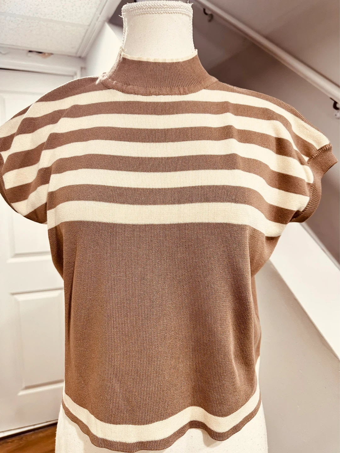 Striped Mock Neck Sweater