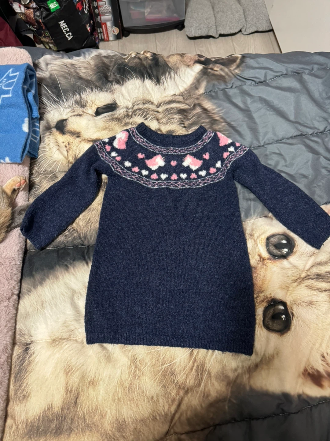 Girls Navy Blue Fair Isle Sweater Size 3T
