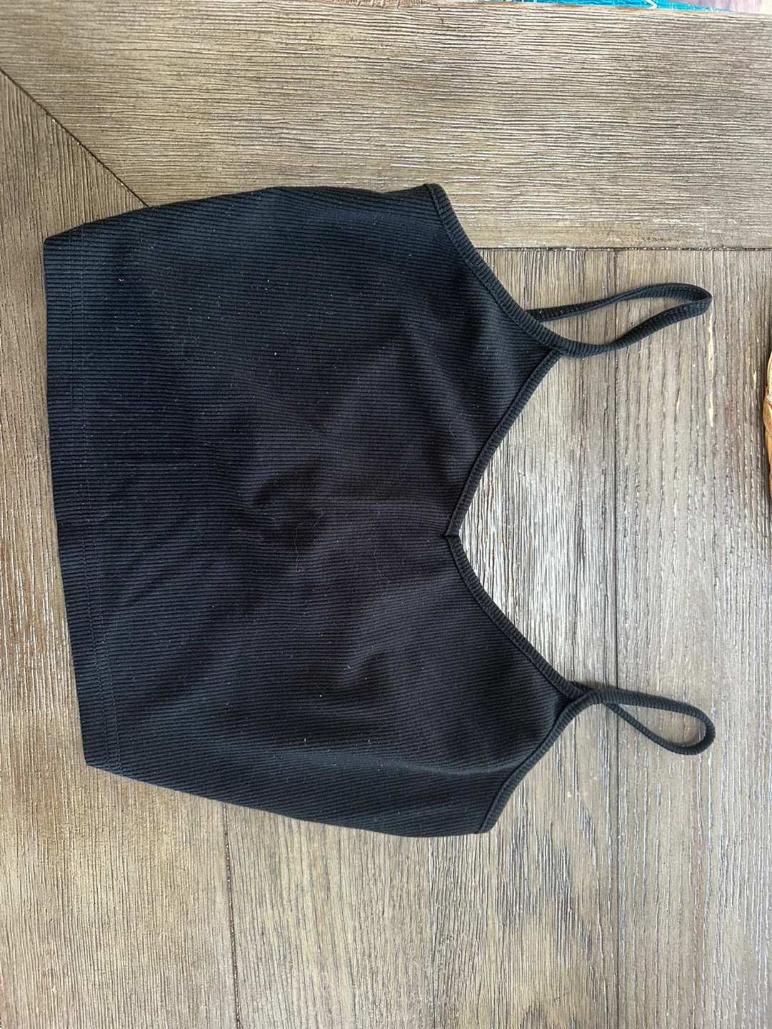 Black ribbed crop top - photo 2