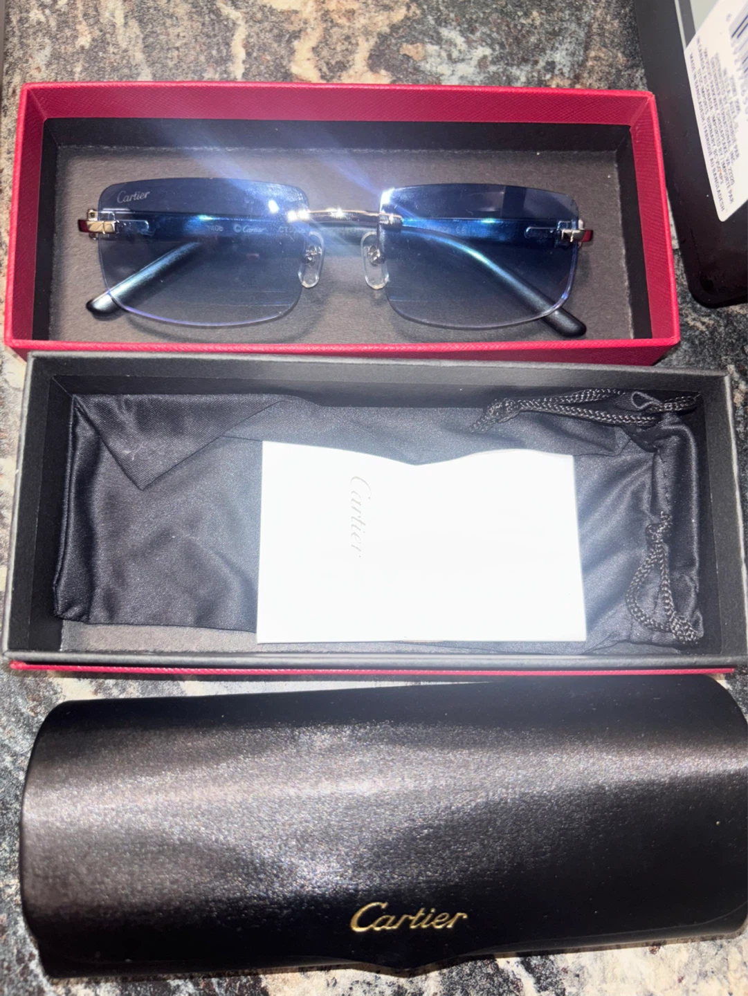 Cartier buffalo horn Sunglasses - Blue Gradient Lenses