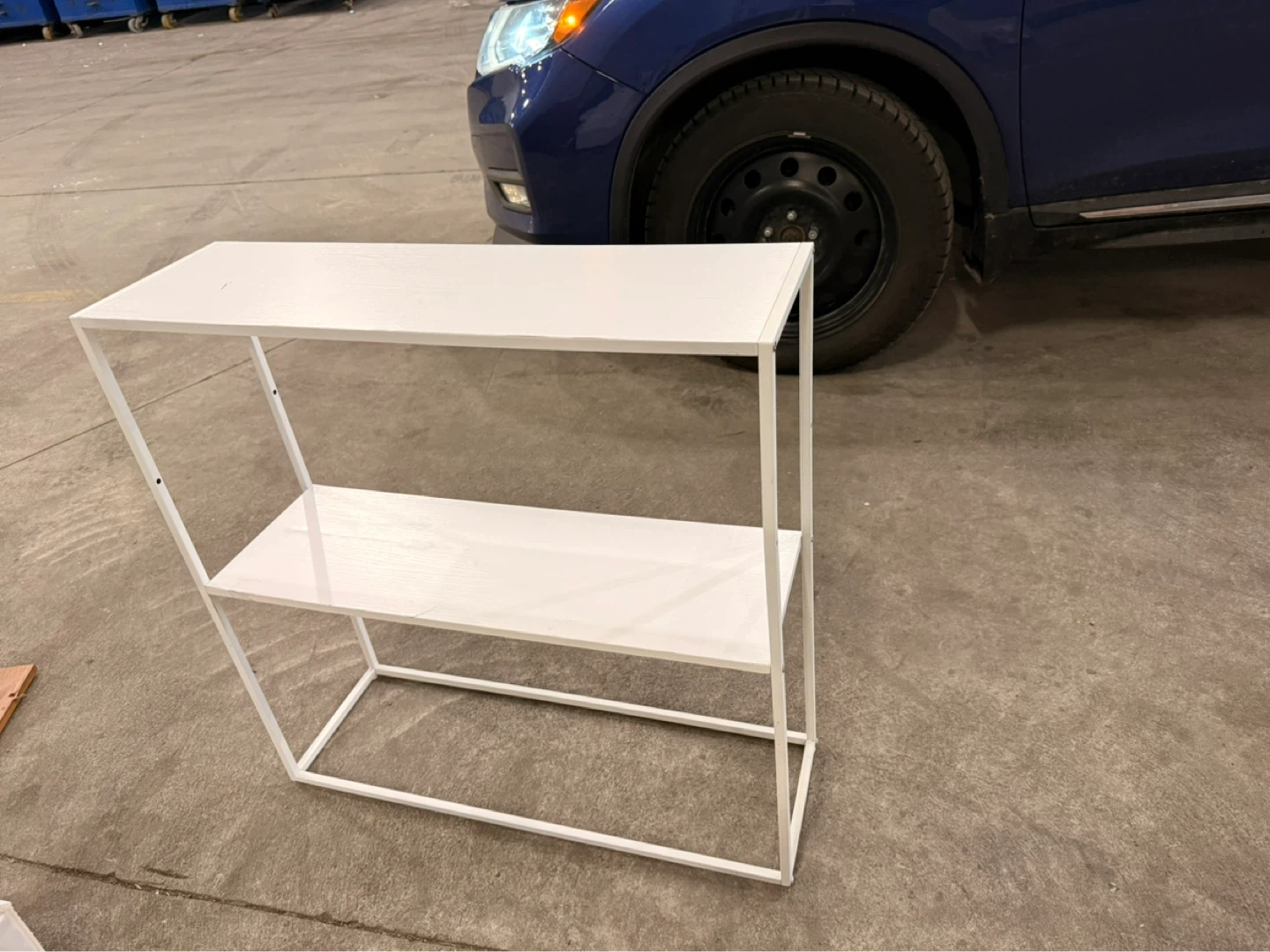 White Metal 2-Tier Console Table
