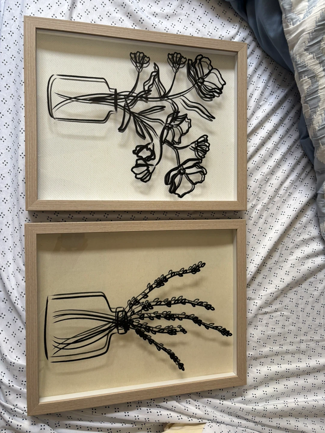 Set of 2 Framed Floral Line Art Prints